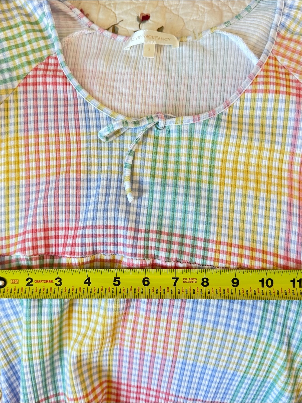 Revolve LoveShackFancy Zoie Printed Mini Dress Rainbow Gingham Babydoll Sz Small - Picture 8 of 9